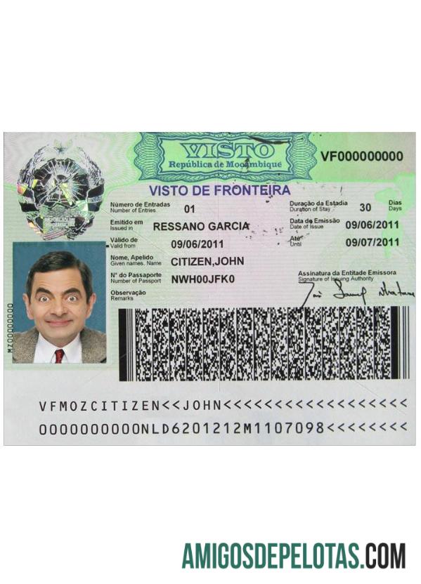 Visto MOÇAMBIQUE exemplo real